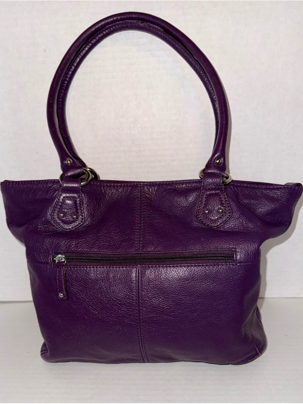 Tignanello Deep Purple Leather Tote - Picture 2 of 12